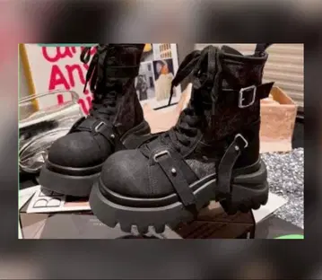 25cm 통굽 엔지니어 부츠 블랙 새상품 한국 여성용 가을/겨울 귀여운