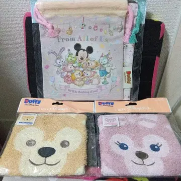 도쿄디즈니씨 복조리와 더피 타월 세트 (베이지 핑크)