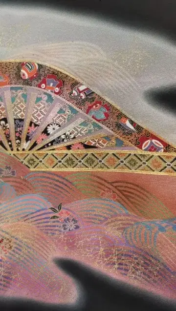 블랙 전통 예복 기모노와 오비 세트