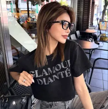 DIANTE RHINESTONE PIGMENT TEE 블랙