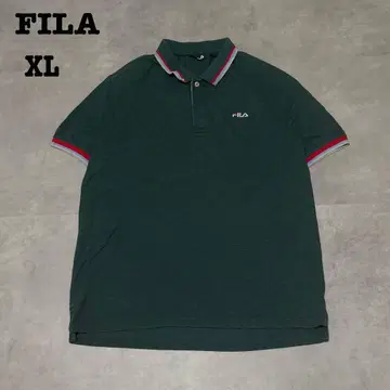 휠라 FILA 반팔 피케 셔츠 그린 XL 자수 로고 그린 라인