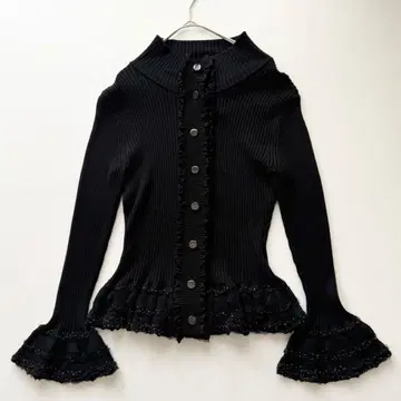 새상품급 EPOCA 에포카 프릴 가디건 블랙