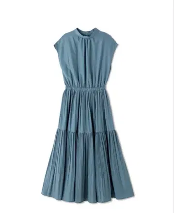 NATURAL BEAUTY BASIC 슬리브리스 플리츠 원피스 블루