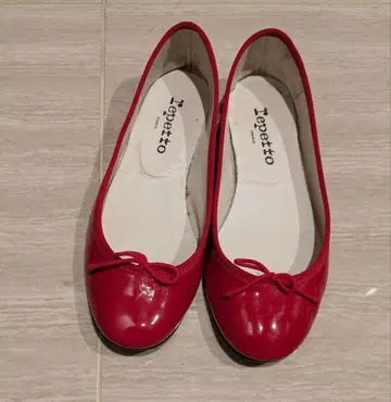 레페토 페이턴트 발레 슈즈 빨간색