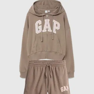 GAP 오버 사이즈 로고 프렌치 테리 집업 후드티 숏팬츠