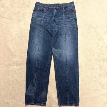 00s SWAGGER 와이드 데님 레드 스티치 XL 우라하라