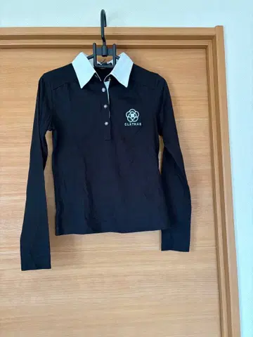 택 포함 미사용 CLATHAS 클레이 긴팔 피케 셔츠 바이컬러 블랙 골프