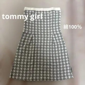TOMMY GIRL 하운드 투스 패턴 튜브탑 미니 원피스