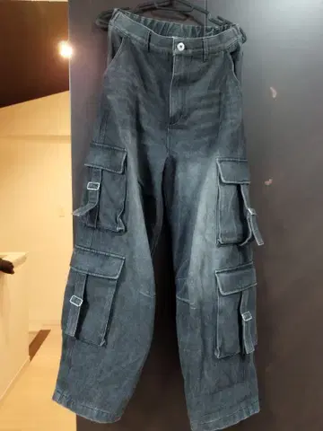 최강 스타일리시 !Makes Style! 다크 그레이 카고 팬츠 !