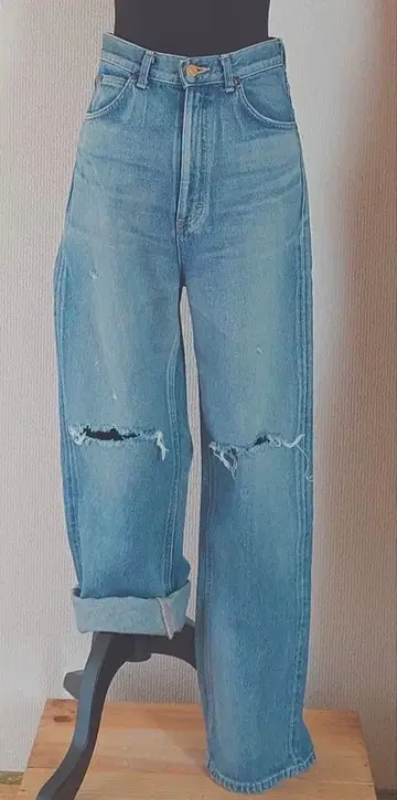 Lee 하이웨스트 유즈드 가공 스트레이트 데미지 데님 미사용 새상품