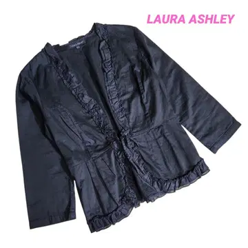 프릴 장식 노카라 코튼 소재 가디건풍 긴팔 상의 블랙 85422