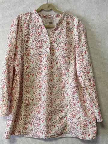 골든 베어 꽃무늬 긴팔 셔츠 밴드 카라