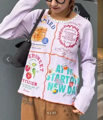 [ HELLO.SANFRANCISCO ] 패치워크 프린트 긴팔 상의