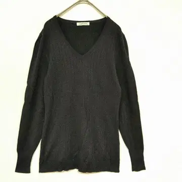 NEWYORKER V넥 긴팔 니트 풀오버 블랙 L 라메