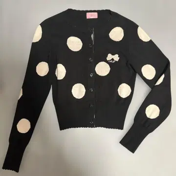 흑백 도트 긴팔 가디건