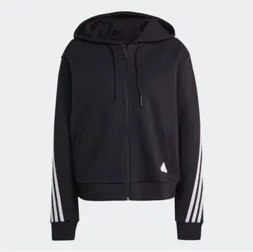 adidas 아디다스 아이콘 3 스트라이프 풀 집업 후드티 블랙 S