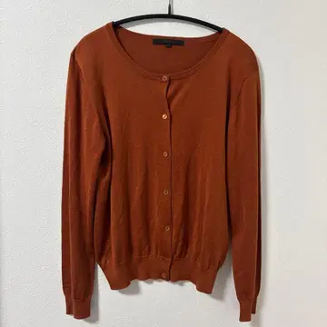 새상품급 아나이 실크 100% 크루넥 가디건 38 브라운 긴팔