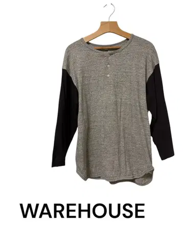WAREHOUSE 웨어하우스 7부 소매 베이스볼 티셔츠 (헨리넥)