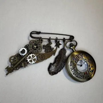 브로치 가부토핀 액세서리 회중시계 열쇠 4107