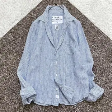 레어 S 프랭크앤아이린 린넨 100% 발리 긴팔 셔츠 스카이블루 화이트