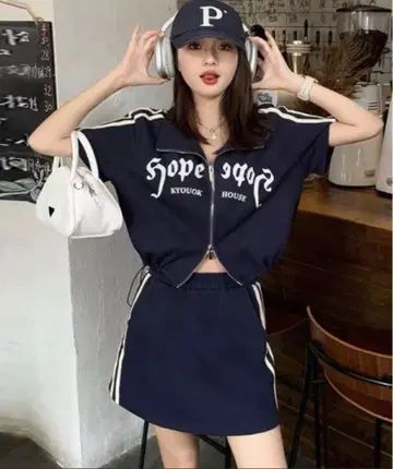 셋업 탑 스커트 스포티 세트 M 네이비