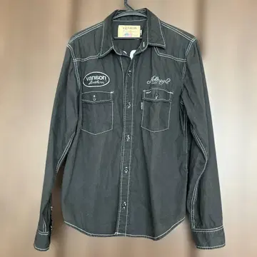 vanson 블랙 스컬 프린트 긴팔 셔츠 L 사이즈