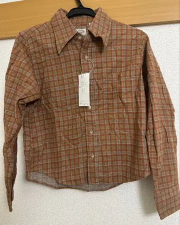 미사용 새상품 Chevrone 오렌지 체크 긴팔 셔츠 S