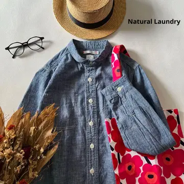 c616* Natural Laundry 둥근 카라 코튼 셔츠