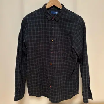 beams 체크 무늬 긴팔 셔츠 그린