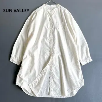 선밸리 밴드 카라 셔츠 원피스 노카라 코튼 긴팔 화이트 M