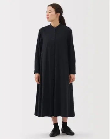 무인양품 플란넬 네이비 긴팔 셔츠 원피스