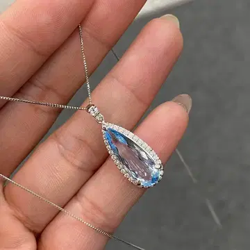 PT 대형 아쿠아 마린 목걸이 새상품