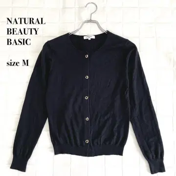 .NATURAL BEAUTY BASIC 가디건 M 블랙 골드 버튼