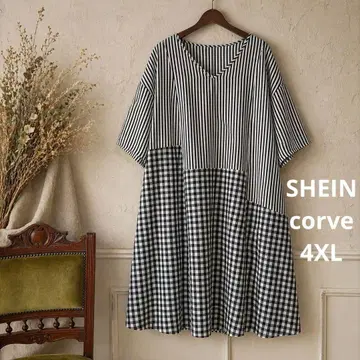 11 새상품급 빅 사이즈 SHEIN corve 깅엄 원피스
