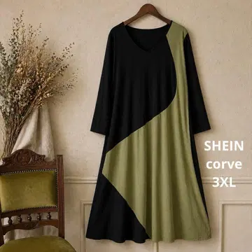 21 새상품급 빅 사이즈 SHEIN corve 바이컬러 원피스