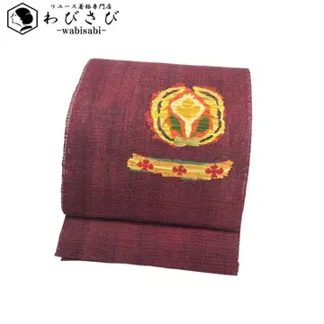 여름 오비 나고야 오비 추상 꽃 무늬 암적색 O-5017