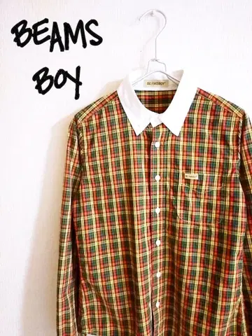 D222243 BEAMS BOY 체크 무늬 롱 슬리브 셔츠