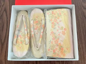 기모노 가방 조리 세트 일본 정통의상 소품 가마구치 체인 금 골드 핑크