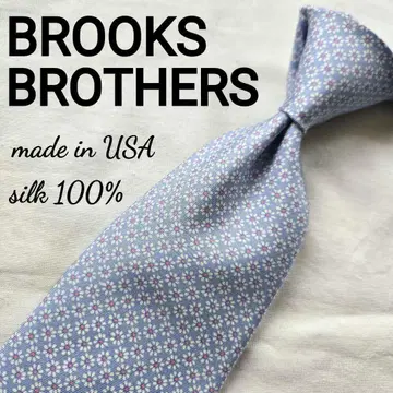 새상품급 BROOKS BROTHERS 블루 꽃무늬 도트 넥타이 실크