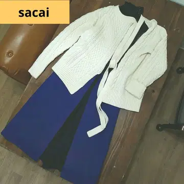 Sacai 원피스 케이블 니트 도킹 플리츠