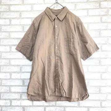RAGEBLUE 레이지블루 반팔 캐주얼 셔츠 베이지 면 린넨 L