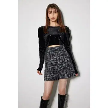rienda 비쥬 벨로아 크롭 탑