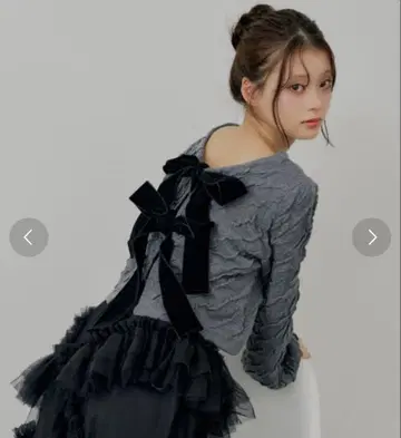 Salon by Chico 치코 전후 2way 프론트 리본 배색 가디건