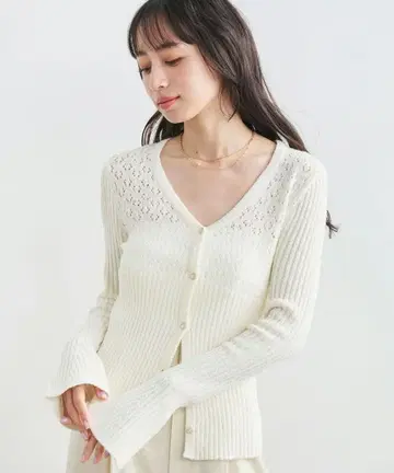 [새상품] 코코딜 패턴 편직 니트 가디건