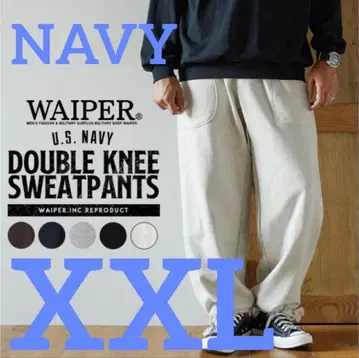 WAIPER.inc [ WP1032 ] 더블니 스웨트 팬츠 네이비 XXL