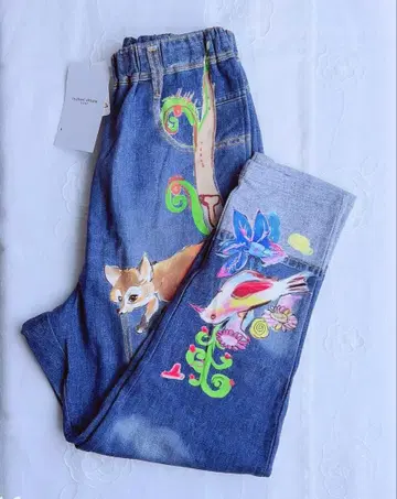 M 면 100% 와코루 츠모리치사토 슬립 룸웨어 데님풍 하의