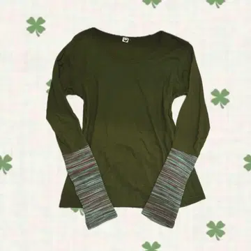 모리걸 긴팔T 레이어드 상의 히피 에스닉 카키