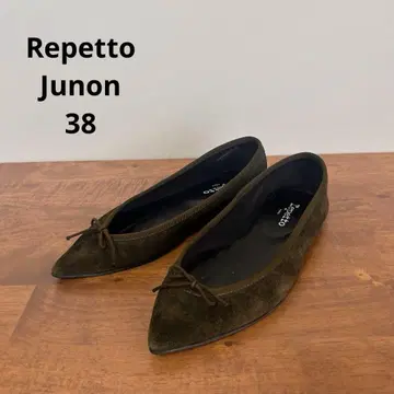 레페토 JUNON 발레 슈즈 스틸레토 카키 스웨이드 38