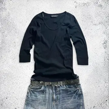 00s 아카이브 블랙 유넥 컷앤소우 반퀴시