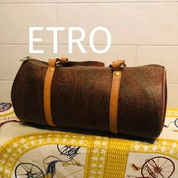 ETRO 에트로 페이즐리 무늬 보스턴 백 브라운 빈티지